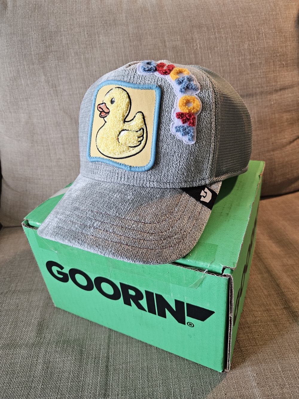 Goorin Bros | BNWT | Gray Kids Cap with Yellow Duck Patch and Colorful Letters